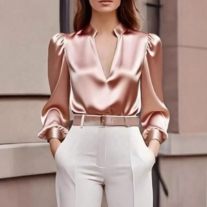 Chemisiers pour femmes, chemisiers élégants, chemisiers unis de haute qualité, manches longues, mode, <span class=keywords><strong>grande</strong></span> <span class=keywords><strong>taille</strong></span>, vêtements pour femmes, chemisier - Product Image 3
