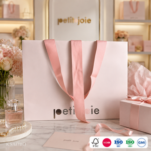 Bolsa de <span class=keywords><strong>Papel</strong></span> Rosa de Lujo Personalizada con Asa de Cinta y Asa Troquelada <span class=keywords><strong>para</strong></span> Empaque de Ropa, Bolsa de Regalo Rosa <span class=keywords><strong>para</strong></span> Boutique al por Mayor - Product Image 4