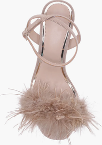 Scarpe da Sposa alla Moda <span class=keywords><strong>con</strong></span> Lussuose <span class=keywords><strong>Piume</strong></span> Finte, Sandali Comodi <span class=keywords><strong>con</strong></span> Tacco a Blocco, Punta Aperta Rotonda, Cinturino Regolabile per Donne - Product Image 3