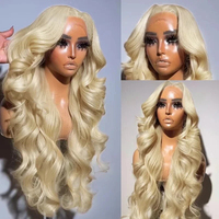 Expédition Rapide 3 paires/lot Perruques Lace Front en Cheveux Humains Brésiliens Remy, Longues Blondes, HD Transparentes, avec Baby Hair, Densité 250%