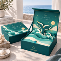 Boîte cadeau pop-up sur le thème de l'océan, art en papier 3D superposé, emballage rigide, design queue de baleine pour cadeaux haut de gamme et kits de marque