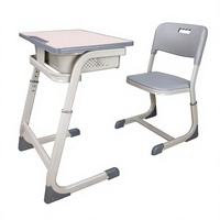 Ensemble de mobilier scolaire moderne de haute qualité, réglable, en acier, avec bureau et chaise pour étudiants, mobilier de classe