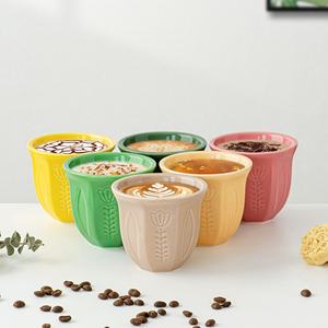 Caldo-vendita 100ml 180ml 250ml goffrato <span class=keywords><strong>tulipano</strong></span> stile arabo in ceramica caffè e tè lavastoviglie e microonde regalo sicuro - Product Image 1