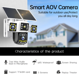 Caméra de sécurité PTZ solaire 4G de qualité commerciale 9MP à 3 objectifs, enregistrement 24/7, solution de surveillance extérieure pour fermes et chantiers de construction - Product Image 1
