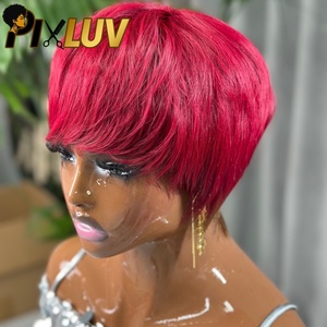 Parrucche all'ingrosso rosse con capelli umani corti e lisci, frontali in pizzo HD, senza colla, in capelli vergini indiani grezzi di grado 12A 15A - Product Image 2