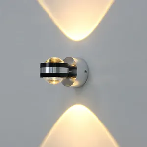 modern crystal wall sconce up and down led wall light fixture indoor round surface mount led lights home decorations for bedroom