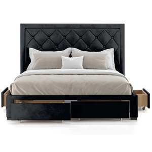 Luxueux élégant frappant tête <span class=keywords><strong>de</strong></span> <span class=keywords><strong>lit</strong></span> matelassée en diamant profond Tiroirs <span class=keywords><strong>de</strong></span> rangement en <span class=keywords><strong>tissu</strong></span> <span class=keywords><strong>de</strong></span> velours rembourrés <span class=keywords><strong>Lit</strong></span> - Product Image 6