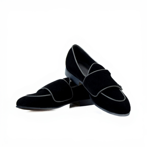 Zapatos de vestir de cuero para hombre con doble hebilla, estilo mocasín formal para negocios, sin cordones, con hebilla, para oficina y reuniones. - Product Image 1