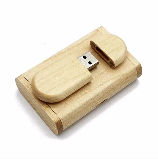 Venta caliente palo de madera con caja Flash Drive 3,0 Memory Stick logotipo personalizado empresa Publicidad regalo promocional USB Flash Drive
