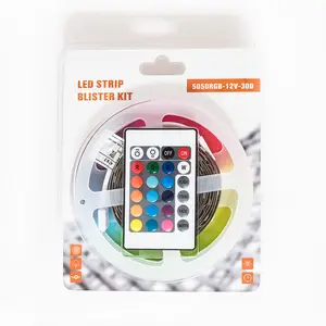 Bande lumineuse rgb LED pour décoration, 5m, avec adaptateur d'alimentation, 24 ou 44 clés