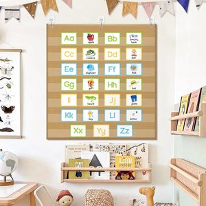 Tablero de letras de arpillera con 7 bolsillos, magnético, para montar en la pared, para uso en el aula o en el hogar, diseño rústico para el regreso a clases - Product Image 6
