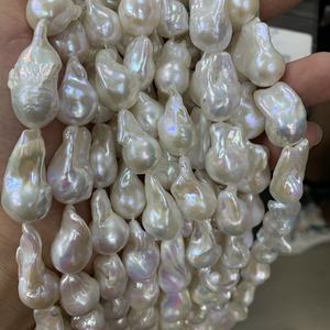 המפעל הסיטונאי לבן טבעי 20-25 מ "מ פנינים מים מתוקים לא סדירים גדילים פנינים מים מתוקים לא סדירים קווצות פנינים - Product Image 5