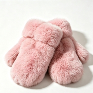 Mitaines d'hiver en fourrure de lapin ultra douce, épaisses et chaudes, en peluche, pour femmes, multicolores, protection quotidienne contre le froid - Product Image 2