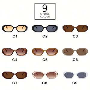 Lunettes de soleil rétro 2025 pour hommes et femmes, dégradé de couleurs gelée, protection UV400, petites lunettes de soleil carrées polygonales - Product Image 5