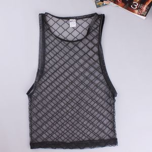 Canotta da <span class=keywords><strong>uomo</strong></span> in rete trasparente <span class=keywords><strong>Sexy</strong></span> canotta da casa <span class=keywords><strong>Sexy</strong></span> con maglia diamantata canotta da Bar da <span class=keywords><strong>uomo</strong></span> - Product Image 4