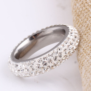 Titanium Steel <b>Ring</b> 4 Row Pave Setting <b>Crystal</b> Unisex Fashion Jewelry Gift - Product Image 1