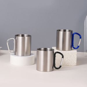Custom Stainless Steel <b>Mug</b> Camping Cup With Carabiner Hook Handle Wholesale - Product Image 1