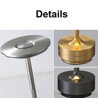 Lampe de table de bureau rechargeable simple, lampe de bureau pour restaurant et bar, lumière d'ambiance à intensité variable, lampe de bureau LED portable rétro à chargement tactile USB