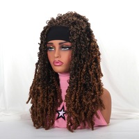 Brun moyen 26 pouces deux tresse en gros perruques tressées longue torsion tresses Style cheveux synthétiques bandeau perruque pour les femmes noires
