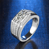 Bague de mariage en argent sterling S925 de l'usine de bijoux fins 1 carat rond VVS1 Moissanite pour hommes