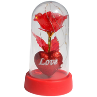 Ornamen Bunga Mawar Emas Akrilik Plastik Mini Modern Bercahaya, Hadiah Kreatif untuk Hari Valentine, Hari Guru, Hari Tanabata