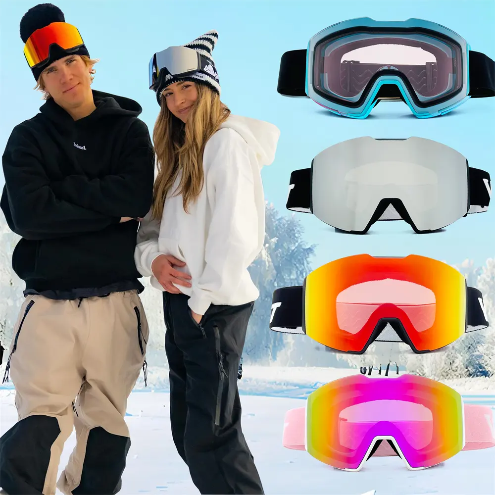 Nuove Tendenze da Snowboard occhiali da sci Anti nebbia 100% protezione UV Fit caschi all'ingrosso Custom neve occhiali sportivi per uomo donna