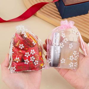 Nouveau style – Sac cadeau en organza motif marguerite, pochette transparente en maille 13x18cm pour bonbons et biscuits, emballage pour enfants - Product Image 6