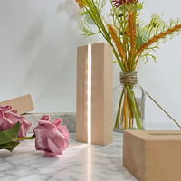 Lámparas de Mesa LED con Base para Lámparas de Batería AAA, Soportes de Madera para Lámparas Nocturnas LED, Lámparas LED Inalámbricas Cálidas, Luces de Madera para Decoración de Habitaciones