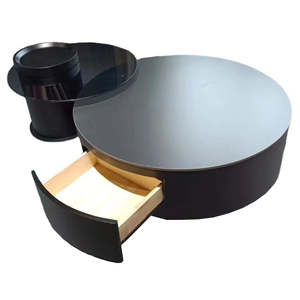 Set 3 pezzi moderno in metallo nidificante tavolino da caffè nero oro rotondo occhiali da soggiorno mobili - Product Image 1