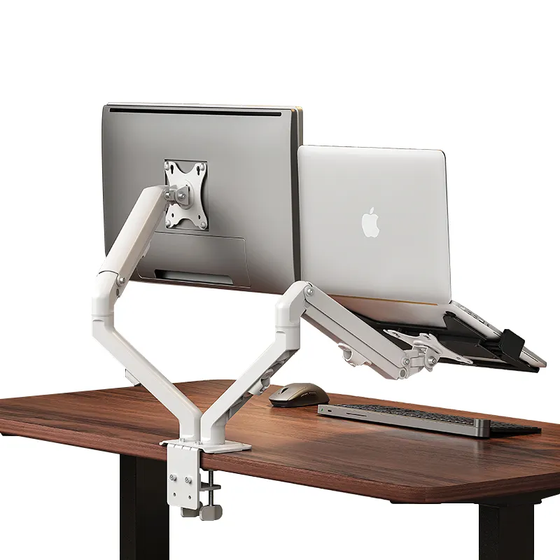 Wholesale Gas Spring Dual Arm Mount Swivel Clamp Desktop Monitor Stand Adjustable Office Desk Stand Monitor Stand