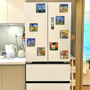 Van Gogh Starry Night & Hướng Dương Vuông Glass Vá Mềm Magnetic Cross-Biên Giới Khuyến Mại Tủ Lạnh Nam Châm - Product Image 2