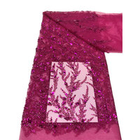Tissu en dentelle française de luxe NI.AI de haute qualité avec perles et sequins, broderie nigériane pour robe de mariée