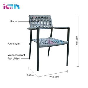 Chaise de salle à manger en corde d'extérieur, chaise en rotin tissée empilable, meubles de jardin d'extérieur empilables, chaise de patio - Product Image 4