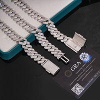 Collier Hip Hop en Argent Sterling 925 avec Chaîne Cubaine VVS Moissanite Certifiée GRA, 14MM 16MM, Idéal pour un Cadeau