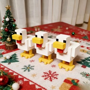 Juego de 3 Figuras Decorativas de Pollo Pixeladas Impresas en 3D, Adorno para Sala de Estar, Hogar, Estilo Retro Vintage, Regalo - Product Image 3