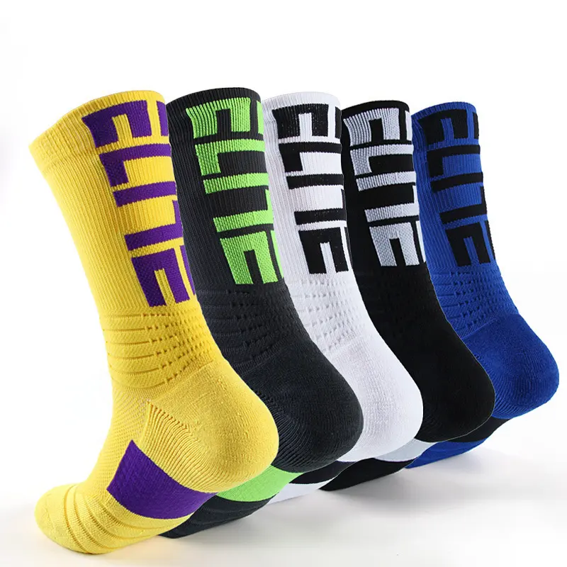 Calcetines de baloncesto cómodos de nailon de algodón de Color sólido de alta calidad calcetines largos deportivos Unisex