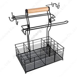 Estante para condimentos para exteriores con asa y soporte para pañuelos, almacenamiento portátil de cubiertos para barbacoa, camping y picnic - Product Image 5