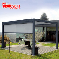 Pergola bioclimatique au design moderne 3x3-6x4m, auvent extérieur en aluminium, fixation murale, couverture à lames étanches, pergola gazebo