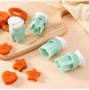 Lot de 4 <span class=keywords><strong>emporte</strong></span>-pièces à ressort en plastique pour biscuits, légumes et fruits, moule à pression pour boîte à bento pour enfants, outils de pâtisserie - Product Image 1