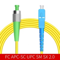 Kabel Patch Fiber Optik Single Mode Simplex 1 Core FC SC SM 9/125um OS2 G652D G657A1 Panjang Sesuai Pesanan, Kabel Jumper Berjaket Kuning