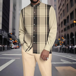 Nuova Collezione 2026: <span class=keywords><strong>Camicia</strong></span> a Maniche Lunghe con Colletto Etnico e Stampa 3D in Stile Europeo-Americano e Pantaloni Formali per Uomo - Product Image 2