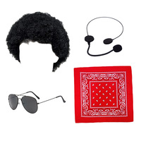 Accessoires de scène DISCO en gros : Costume Michael Jackson rayé avec paillettes, chapeau, cravate et gants pour fêtes et mariages - 100% authentique
