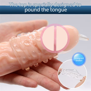 Penisverbreiterungs-Hülse wiederverwendbare Kondome Silikon-Inhalsbezug Spike Dick-Vergrößerung Hals-Ring Erektion erotische Sexspielzeuge für Männer - Product Image 3