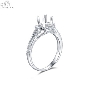 Último diseño, venta al por mayor, anillo de montaje semi, joyería, 18K, oro blanco sólido, anillo de compromiso de diamante Natural Real para regalo de mujer - Product Image 3