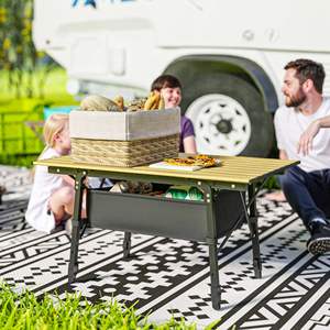 Mesa Plegable Portátil de Aluminio de 3 pies, Rectangular, para Exteriores, Gimnasio, Picnic, Barbacoa, con Bolsa de Transporte, Color Marrón - Product Image 2