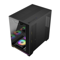 Boîtier PC ATX Mid Tower en verre panoramique, châssis d'ordinateur de jeu RGB, compatible avec le refroidissement par eau de 360 mm, pour les constructeurs de systèmes