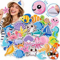 Patch brodé thermocollant ou à coudre sur le thème de la vie marine : poissons, tortues, dauphins, poulpes, étoiles de mer - Vente en gros