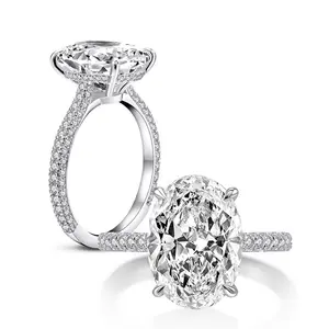 Wholesale women eternity 925 sterling silver platinum plated rings oval diamond engagement ring