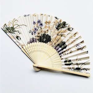 Custom Logo Elegant Bamboo Hand Fan-Detachable Folding Wedding Fan with Silk/Paper Fabric (Bride Party Decoration Gift)