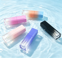 Tube de brillant à lèvres vide en gros, dégradé multicolore, 5 ml, rose/noir/blanc/bleu, emballage cosmétique personnalisé avec logo